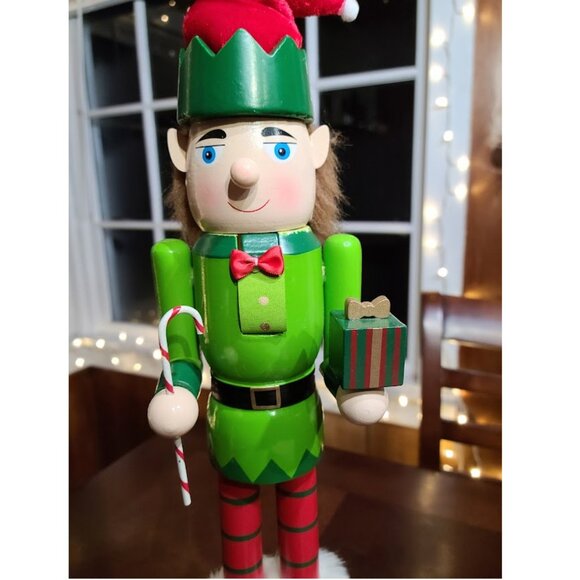 Christmas Nutcracker Soldier Elf Decor Wooden Statue Holiday Table Decoration - Picture 2 of 11